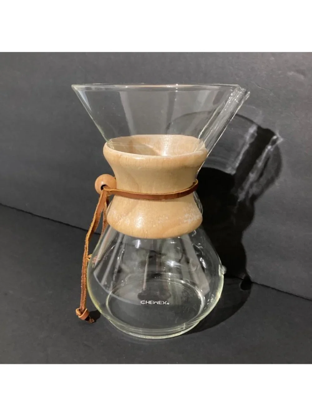 Vintage Chemex Pour Over Coffee Maker Glass And Wood